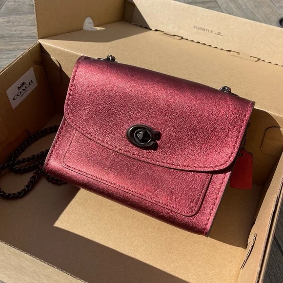Coach Parker Handbag in Metallic Red Leather